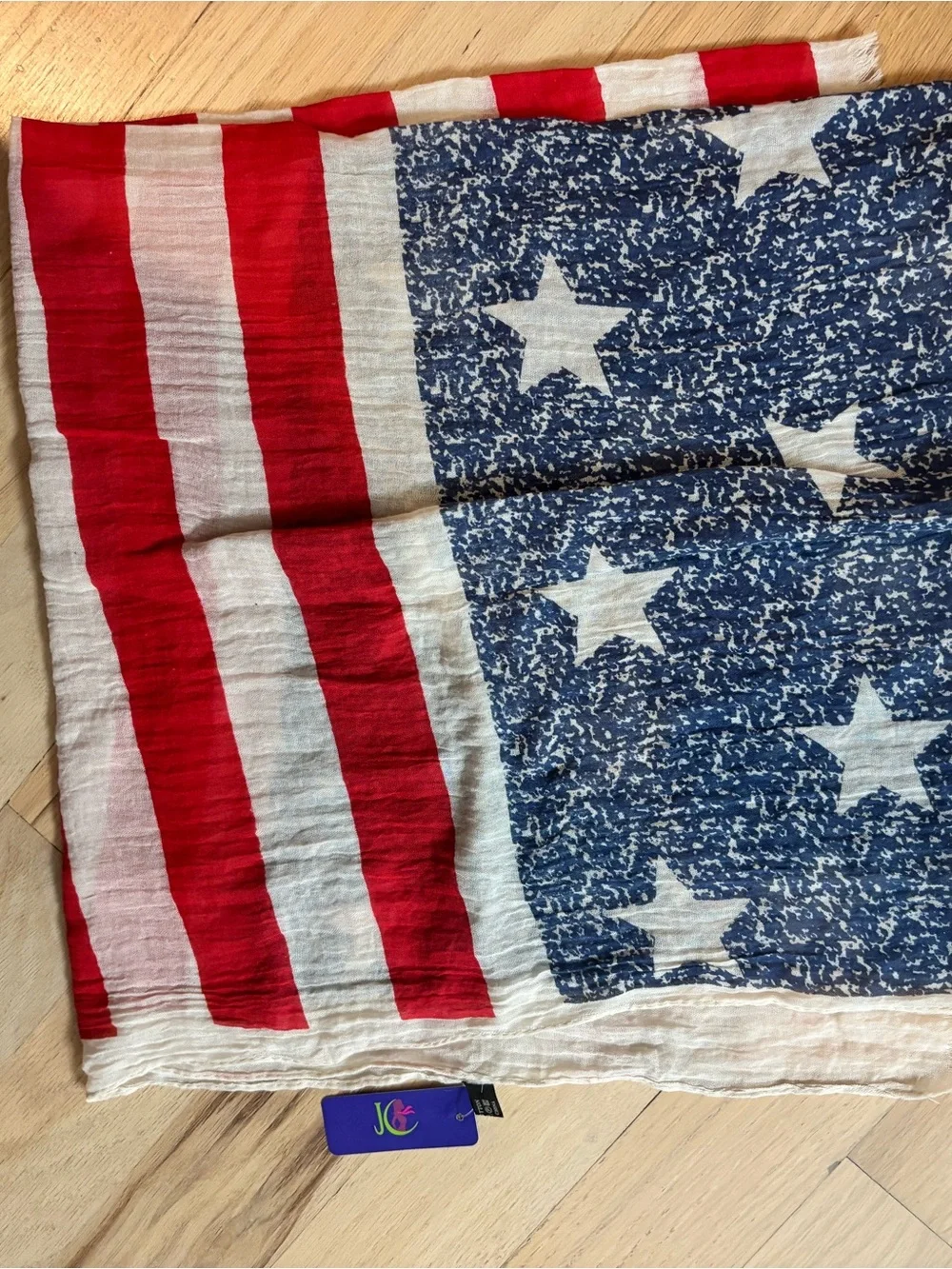 Lightweight American Flag Print Scarf - Red, White & Blue
